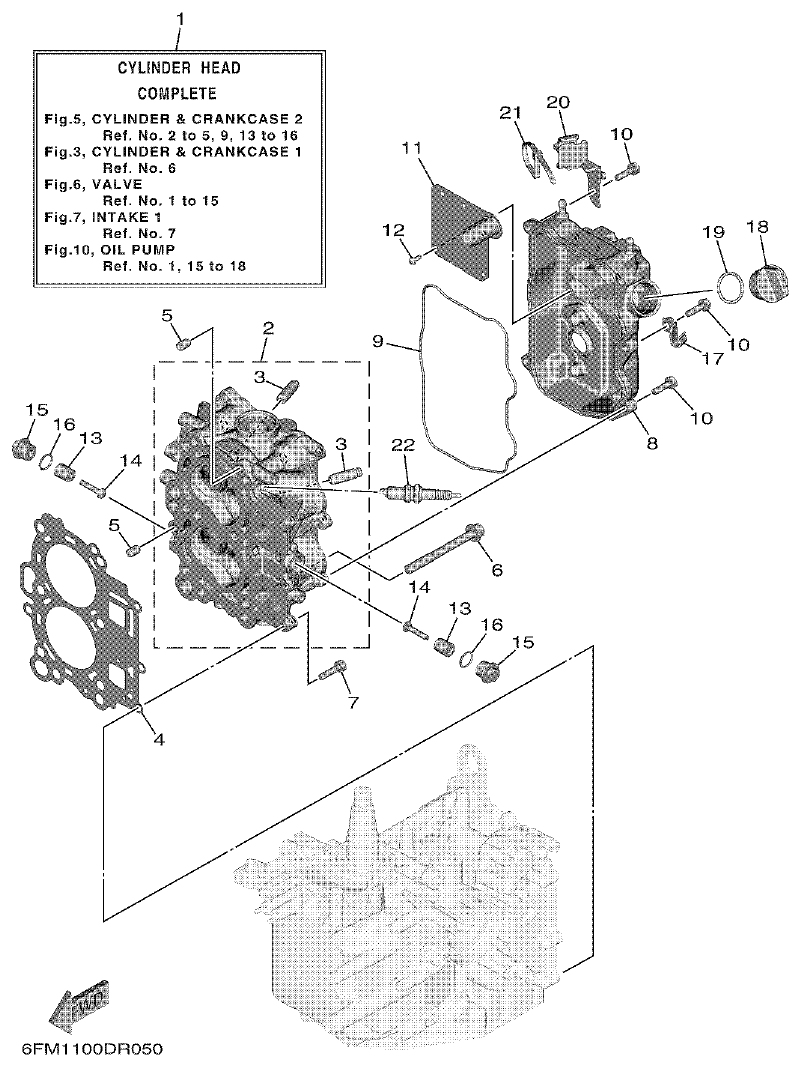 Yamaha F25G CYLINDER & CRANKCASE 2 parts diagram
